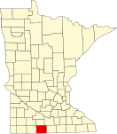 Map of Minnesota highlighting Martin County